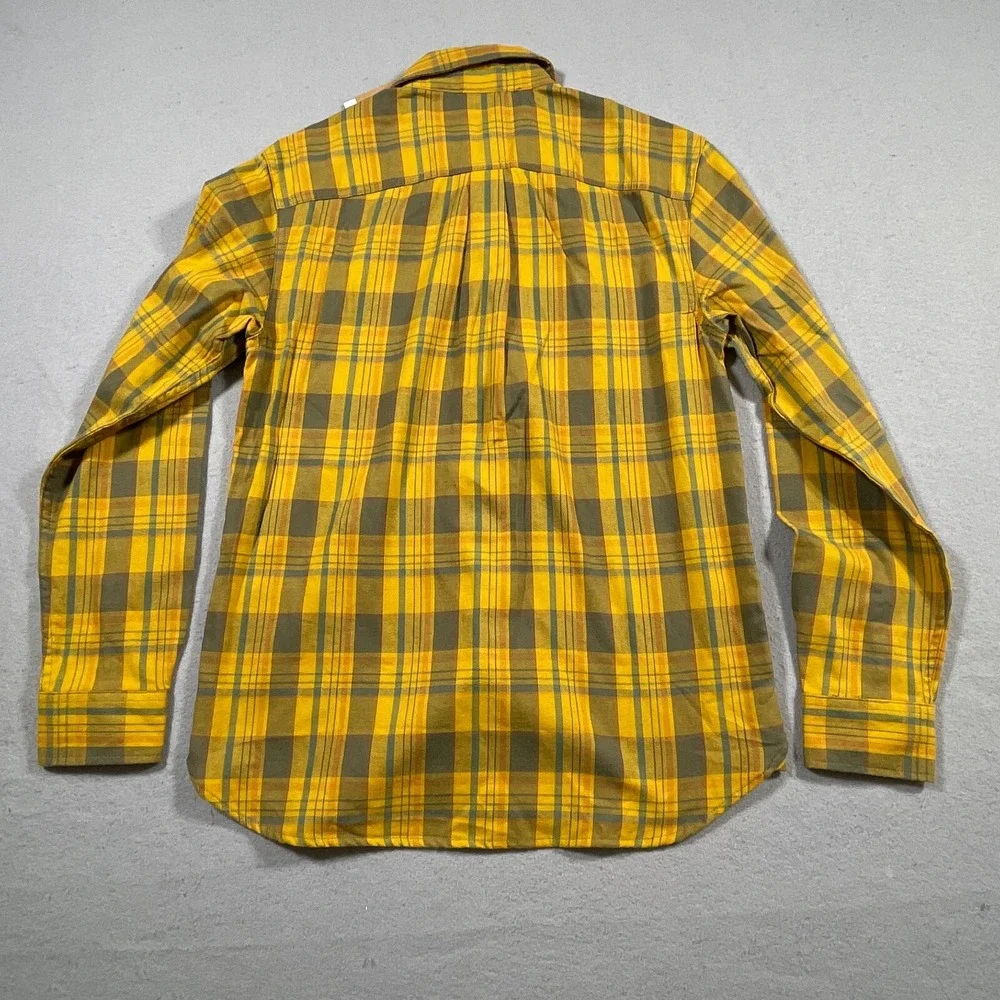 The North Face Plaid Flannel Shirt Men Small Yellow‎ Olive Gorpcore Hiking NWT